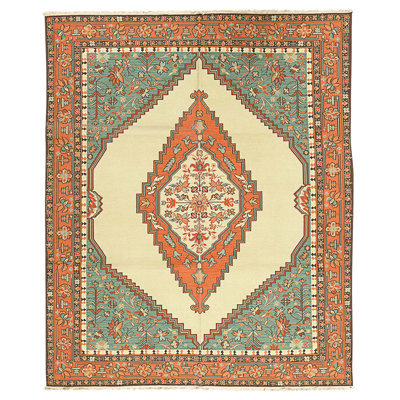 Tapis ivoire et rose noué à la main de haute qualité