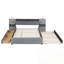 Grand lit plateforme tapissier avec lumières de lecture, tiroirs, lit gigogne et tablettes-473623912