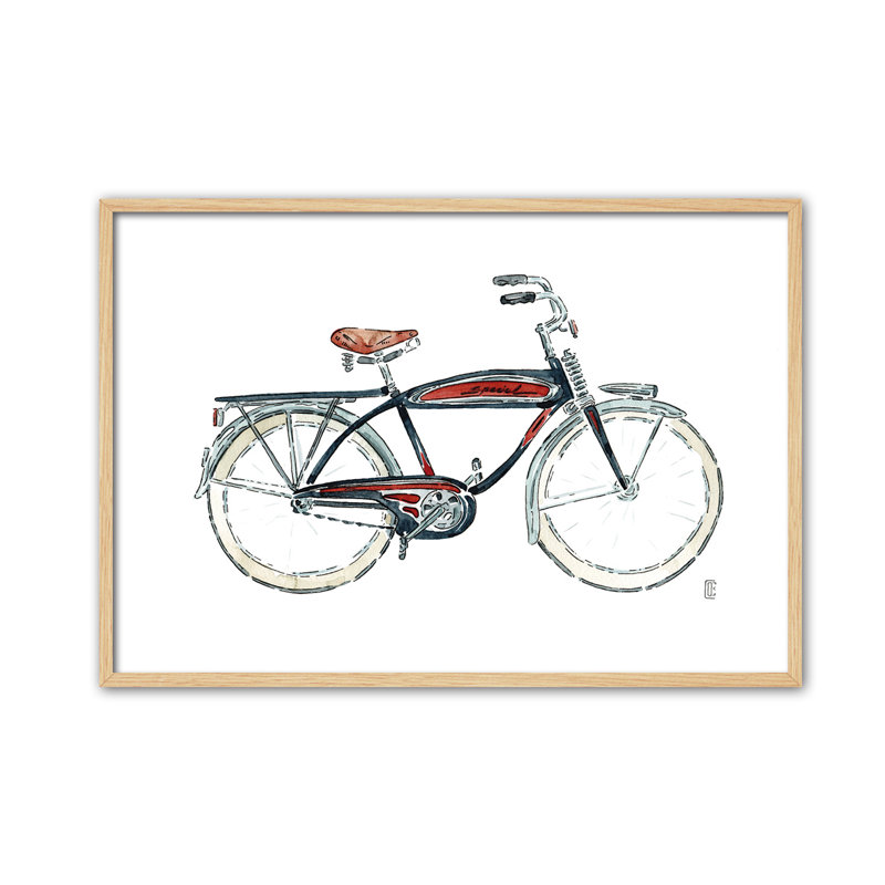 Objects Bici Negra by César Ortiz Echagüe - Single Picture Frame Painting, 60cm H x 90cm W x 3cm D
