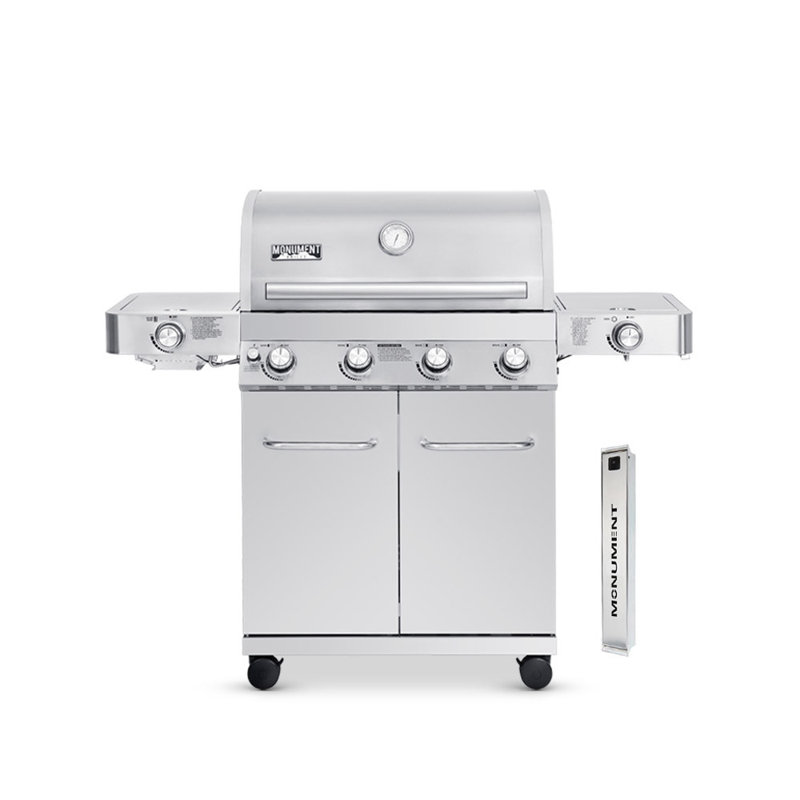 Barbecue au propane en acier inoxydable 4 + 2 avec boîte à fumée Monument 24367