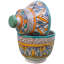 Bol décoratif en céramique orange / bleu sarcelle / multicolore