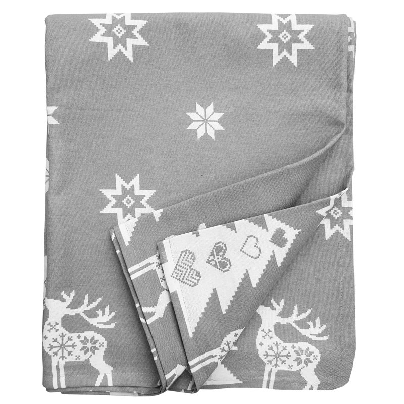 Sigourney Christmas Fir Tree Print Tablecloth, Silver/Grey