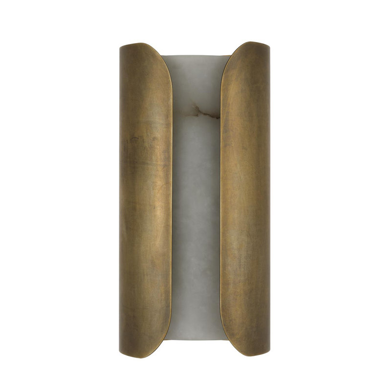 Anne-Marie Barton Armise 18" Sconce with Alabaster, 14" H x 7" W x 7.75" D, Mottled Brass