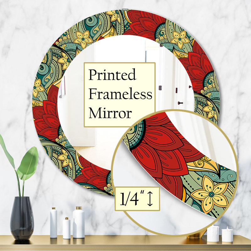Miroir traditionnel coloré, H 31,5 po x l po