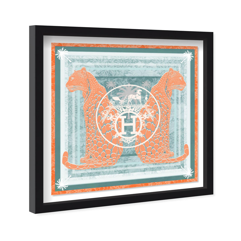 Casablanca to Paris Peach Print Glam Jungle by Oliver Gal, Black Frame, 12 x 12, 17.5"H x 17.5"W, Black Frame