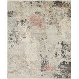 Dushore Hand Knotted Wool Abstract Area Rug in Gray