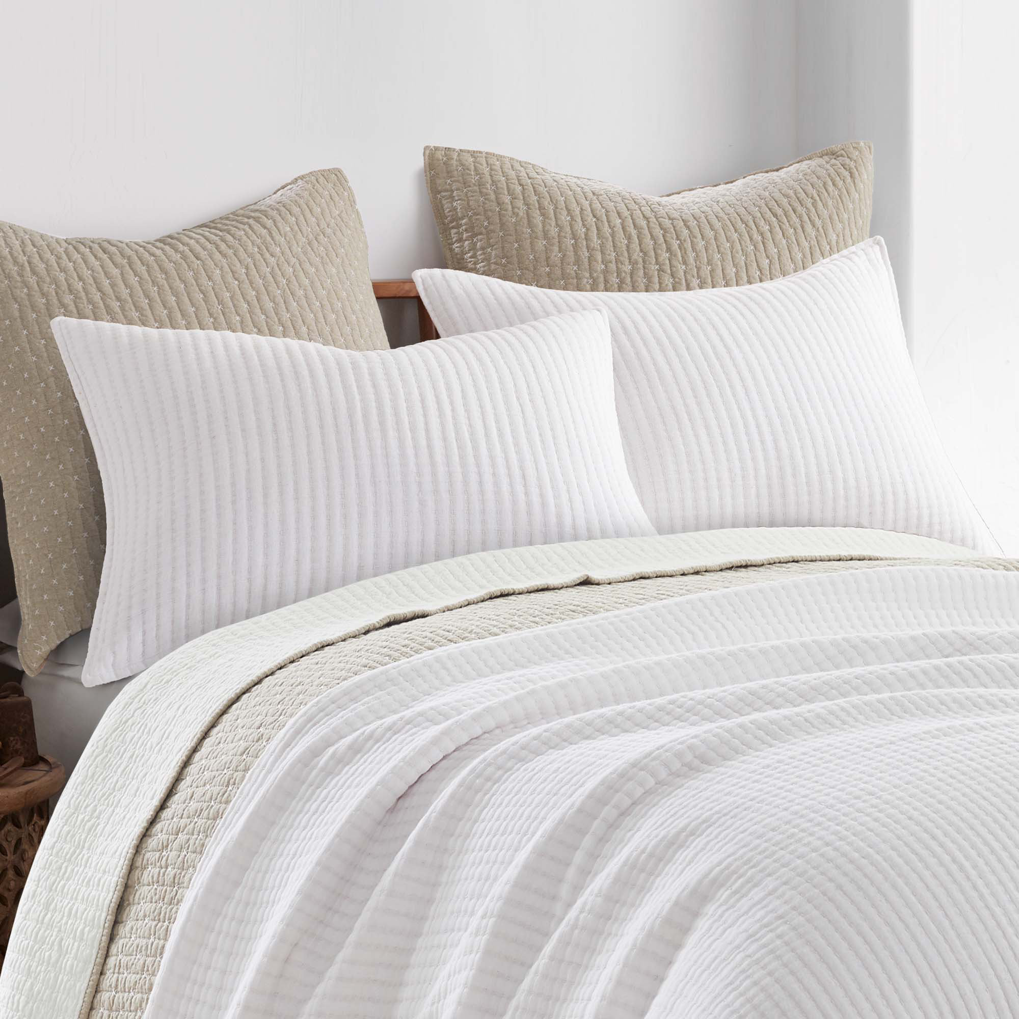 Caden Cotton Gauze Coverlet Set, Twin Coverlet / Bedspread + 1 Standard  Sham,  Bright White