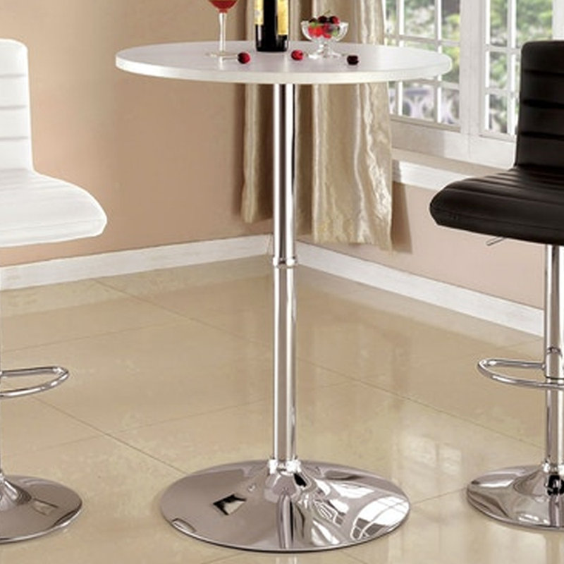Round Metal Base Dining Table, White