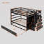  Lit superposé double avec escalier de rangement et lit gigogne simple pour la chambre à coucher - Espresso-1823733561