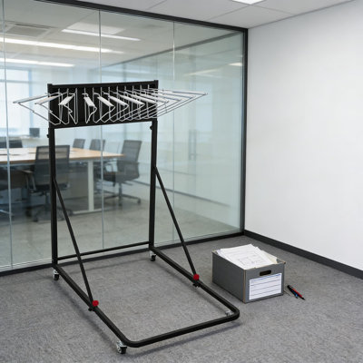 Mobile Blueprint Holder Rack With Adjustable Height And Width, 6 Hanging Clamps, 4 Locking Wheels For Large Document Storage And Display In Office Or by Rebrilliant