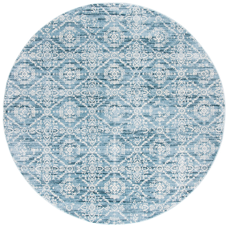 Tapis bleu / ivoire Rizwan Denim, Rond 6 pi 7 po