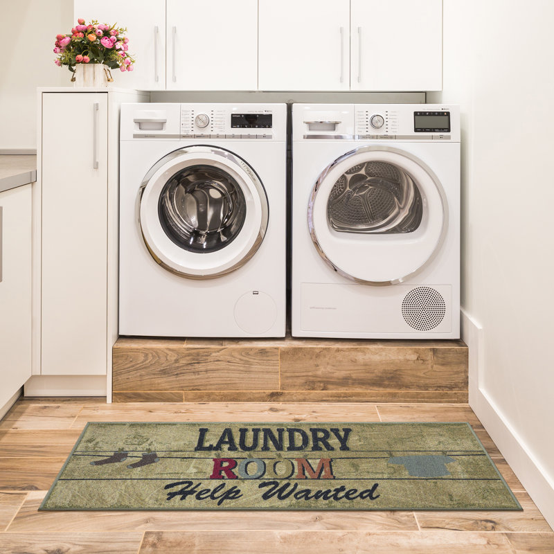 Non-Slip Rubberback Vintage Laundry Room Runner Rug, Entryway Rug