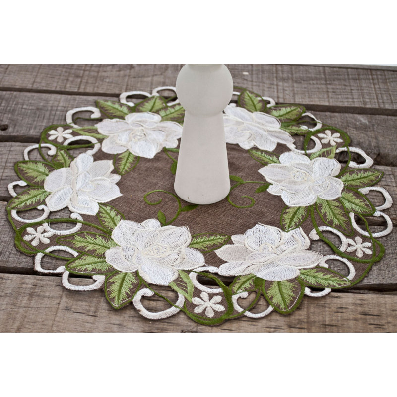 Magnolia on Brown Doily (15" Round)