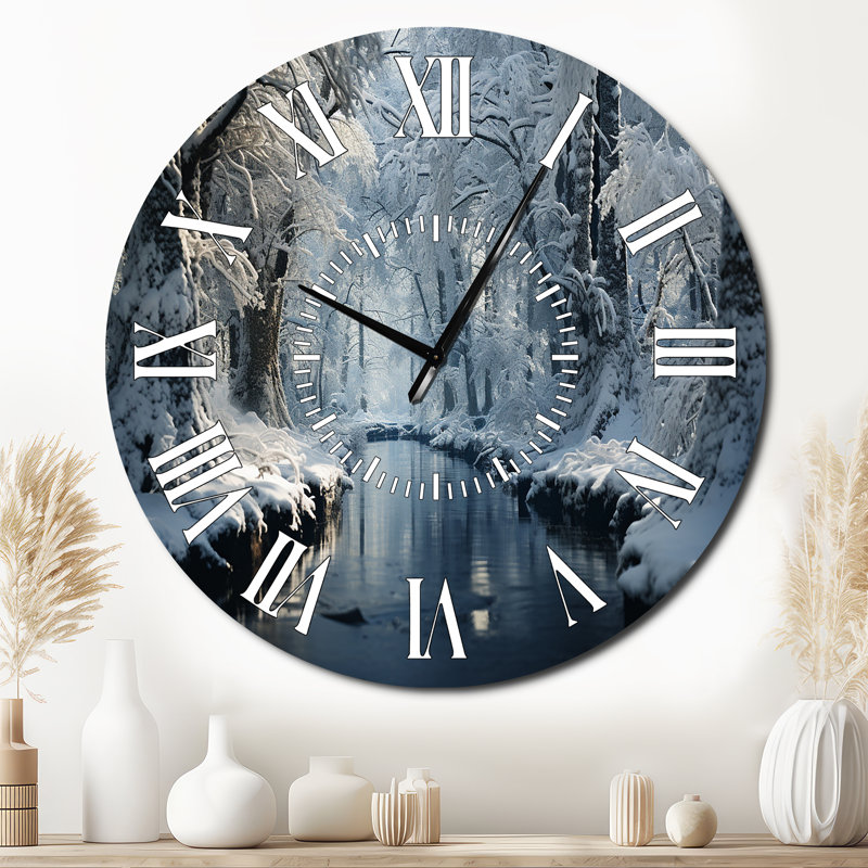 Horloge murale Winter Silent Woods III - Paysages, Surdimensionné
