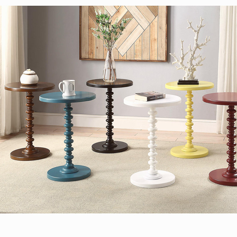 Sally Yellow Round Wooden Side Table, Yellow