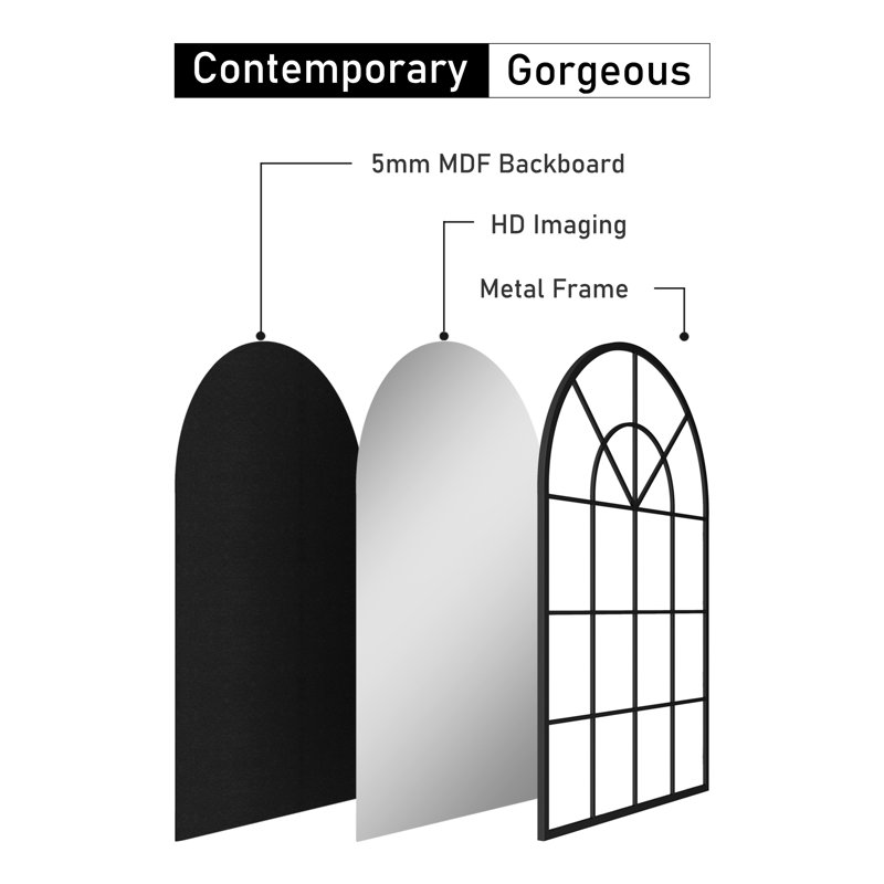 Jamori Metal Framed Window Pane Wall Mirror Accent Decorative Mirror Detachable Separable