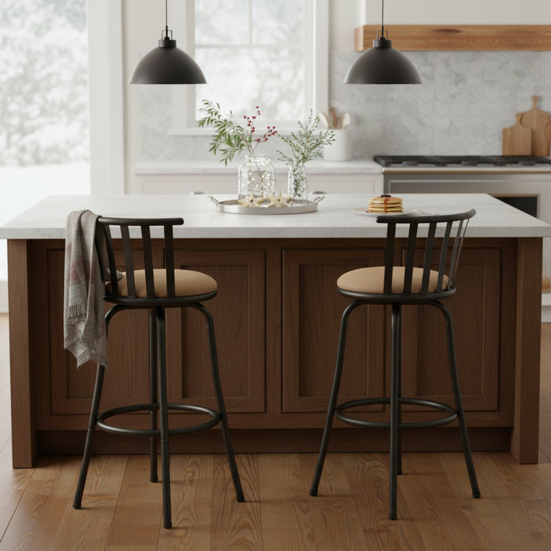 Swivel Counter Stools BarStool Upholstered Seat Includes 24" & 29" Legs Adjustable Height for Kitchen Island Bars and office