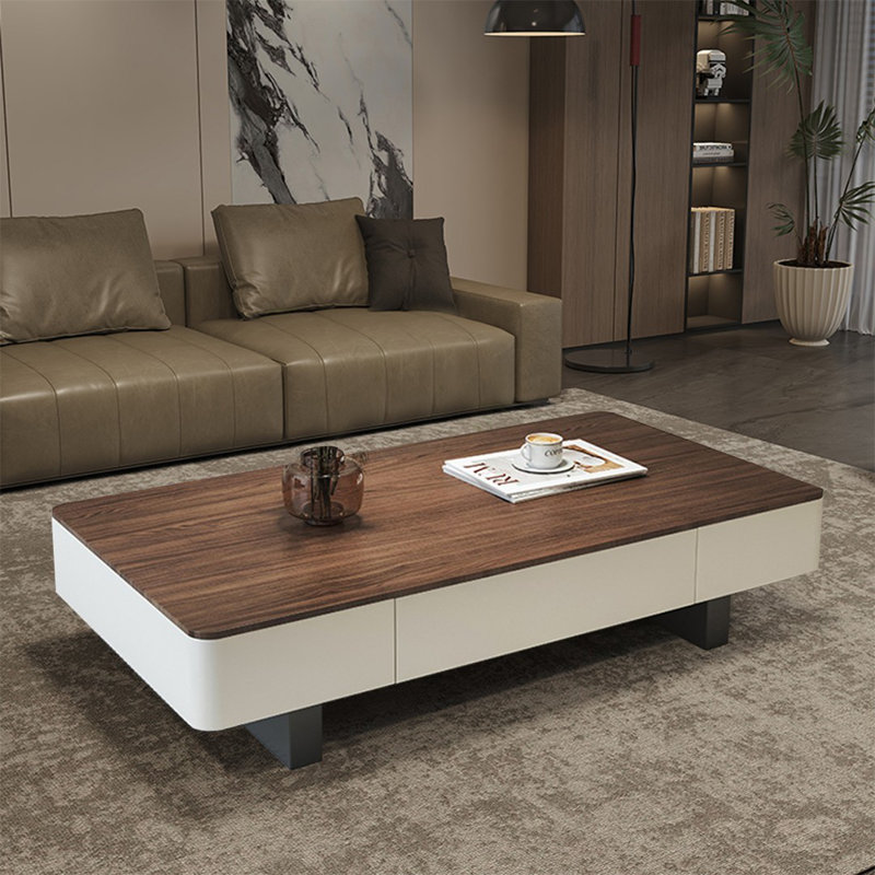 Table basse moderne et simple Rock Plate Living Room Home, H 13,39 po x L 54,72 po x l 27,17 po, Noix / brun