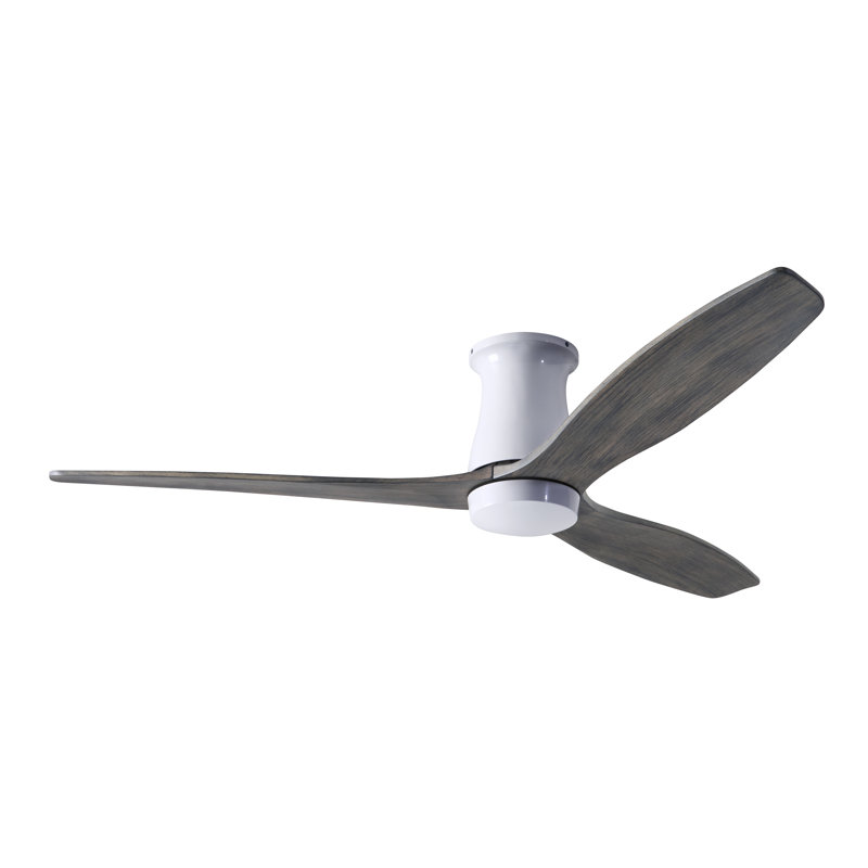 Arbor Flush Mount Ceiling Fan, Gloss White, Wall/Remote Combo Controls, Graywash