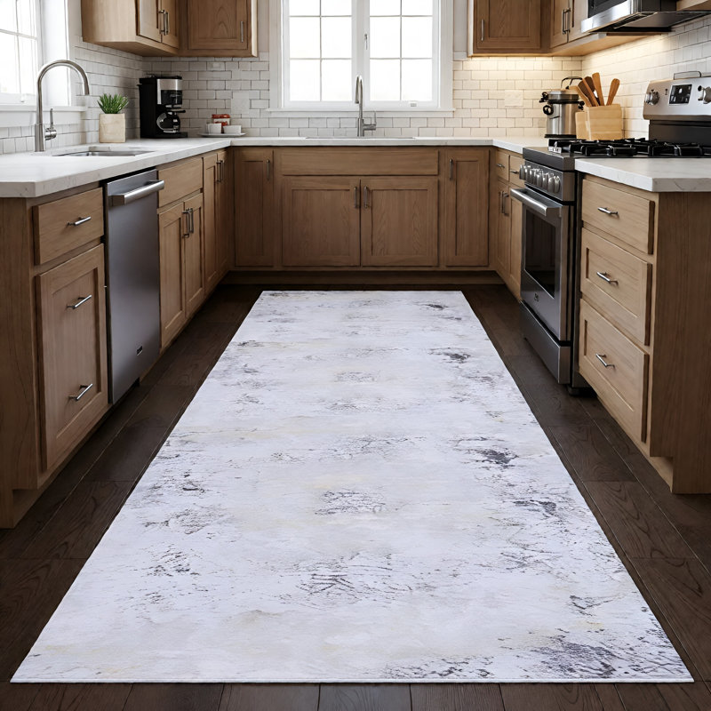 MAVAL Gold Washable Rug Doormat Rug, Runner 2'6" x 10'