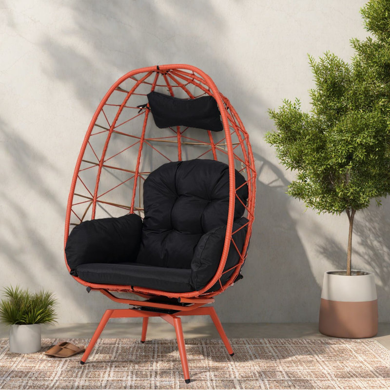 Chaises longues pivotantes de patio, chaise en rotin moderne en acier pour la maison