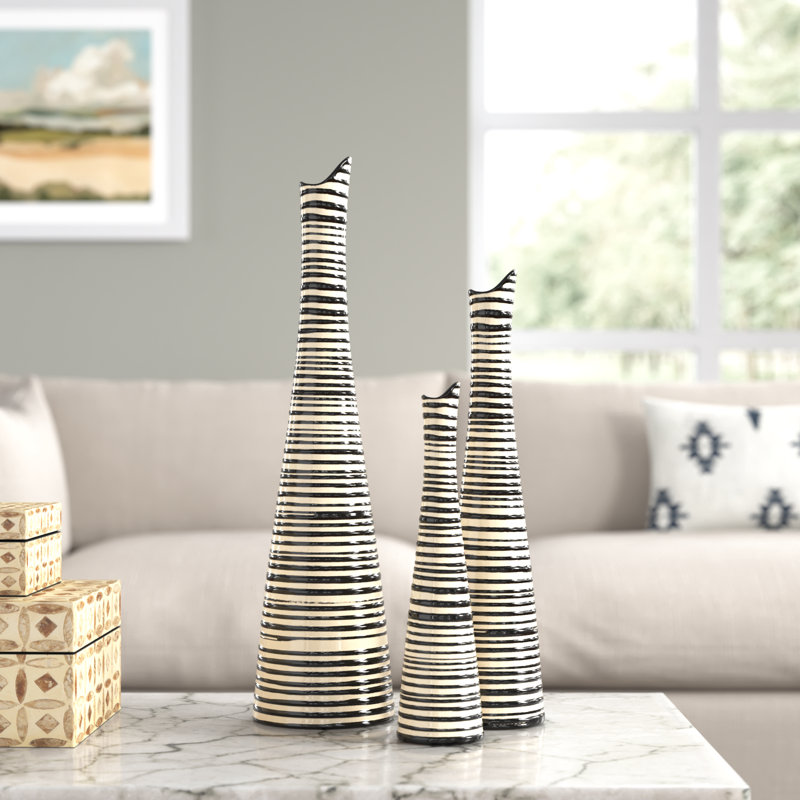 Verbena Ceramic Table Vase, Taupe/Black