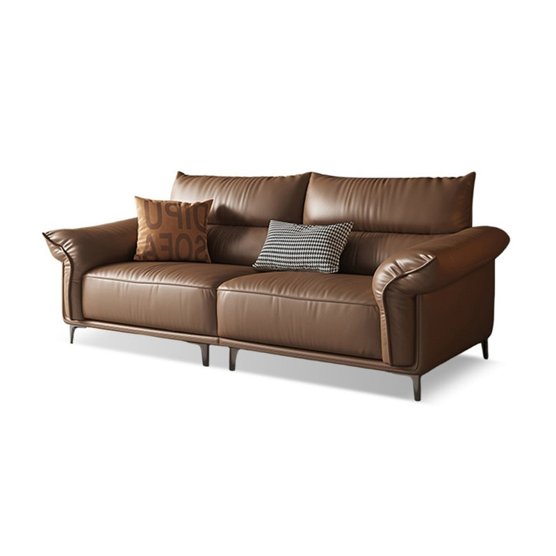 Causeuse modulaire en cuir véritable Coffee Coffee, 37.4" H x 86.61" W x 39.37" D, Café