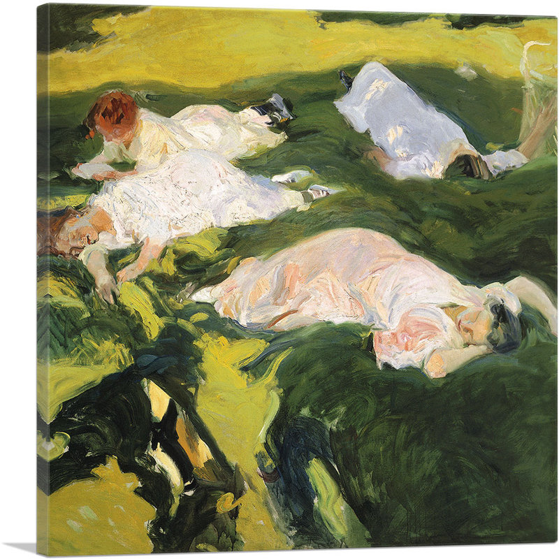 "La Siesta" par Joaquin Sorolla y Bastida, reproduction d'art sur toile tendue, H 26 po x l 26 po x P 1,5 po