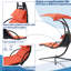 Balancelle de chaise de patio avec auvent amovible et rembourrage - Chaise longue suspendue orange, facile d'entretien