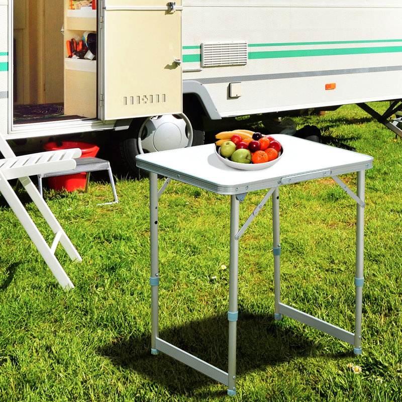 Table de camping pliante légère et portative de 23 po - réglable en hauteur pour diverses occasions de camping, de pique-nique, de garage, de gris et d'argent