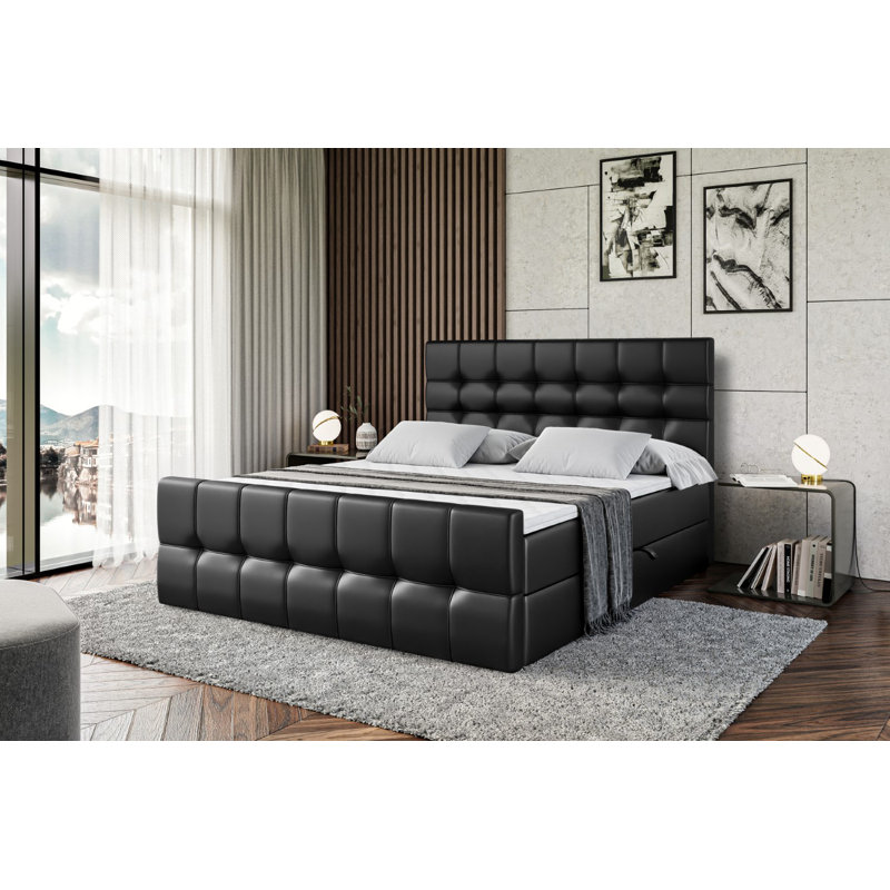 Asherah Bed with Mattress, Black, 120 x 200cm