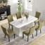Ensemble de salle à manger rectangulaire à double piédestal avec table de salle à manger de style crème-74849902-74849900