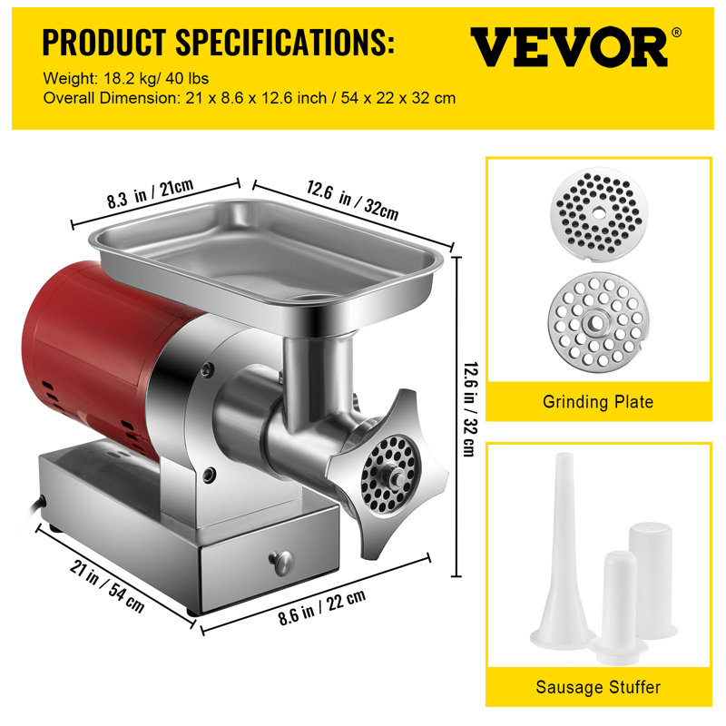 VEVOR Stainless Steel Electric Meat Grinder