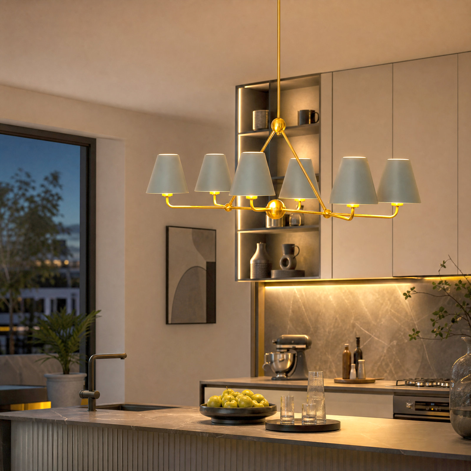Rome 6-Light Pendant, Blue