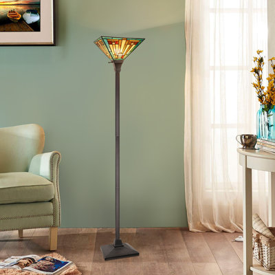  FIRMAN Tiffany-Style 1-Light Torchiere Floor Lamp 