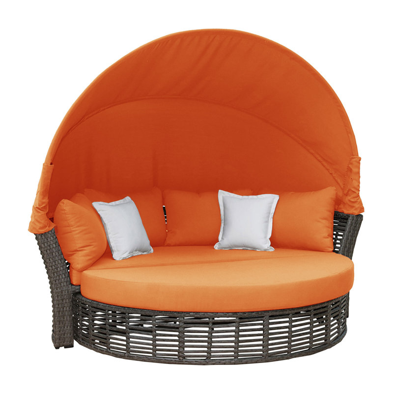 Westerman 73'' Wide Circle Wicker Patio Daybed with Cushions, Canvas Tuscan
