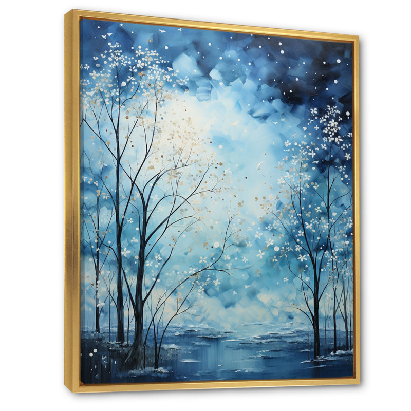 Bleu blanc, ciel, photo, rêverie - impressions sur toile florales, Cadre flottant doré, H 20 po x l 12 po x P 1 po