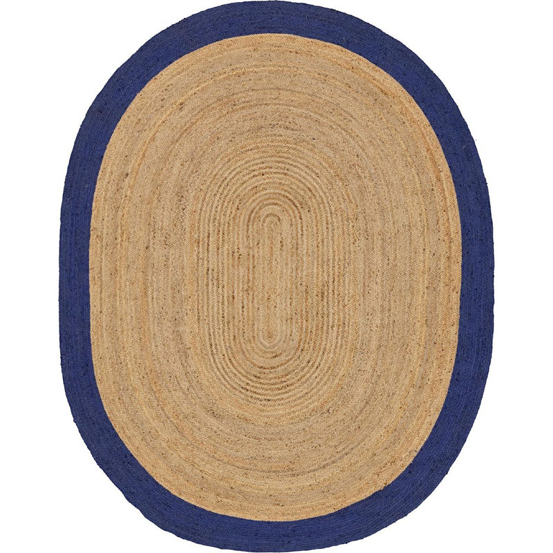 Tapis beige tressé à la main Ayako Southwestern, Ovale 3 pi 3 po x 5 pi