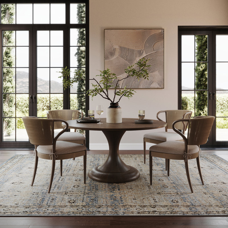  Thalindra Traditional Bordered Washable Area Rug, Rectangle 4' x 6'