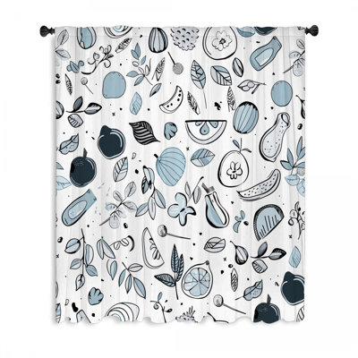 Fruits Window Curtains, Floral Blockout & Sheer Curtains - 1 Panel