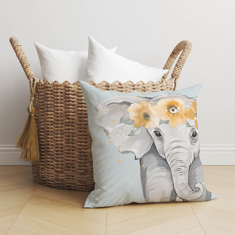 Elephant Blue Throw Pillow, 26"H x 26"W