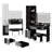 Extra Large Led Vanity Set With Full Body Mirror Cabinet, 3-color Touch Lighting And Cushioned Stool - Black