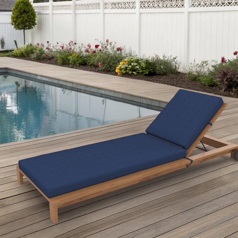 Amala Sunbrella® Outdoor Chaise Lounge Cushion, 23" x 29"/25" x 47" , Canvas Navy Sunbrella® Canvas