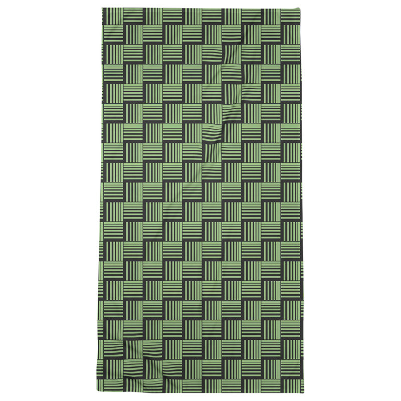 Serviette de bain à rayures Baskettressée classique, Vert/noir