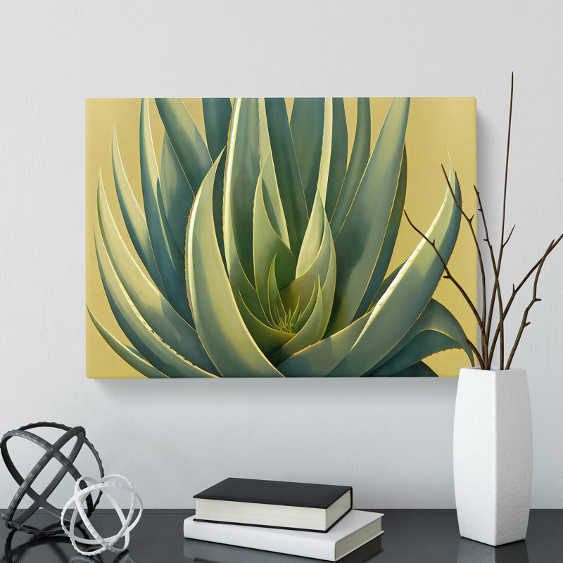 Lush Aloe Vera Plant - Wrapped Canvas, 35cm H x 50cm W x 3cm D