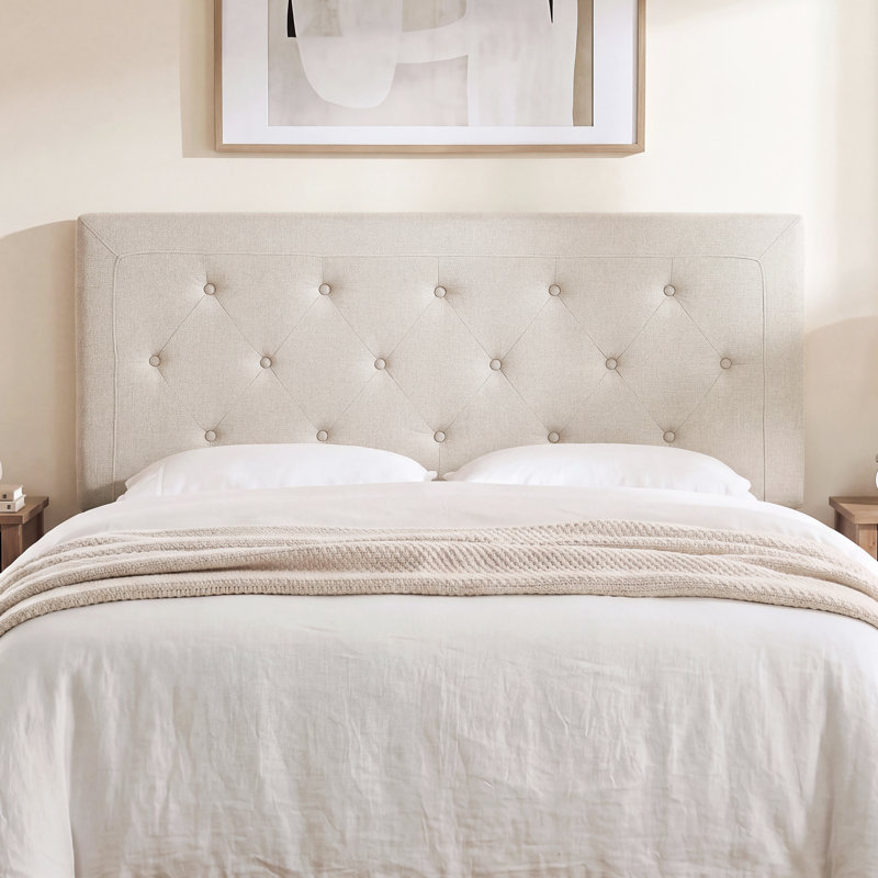 Tête de lit capitonnée, Full, Beige, Linen