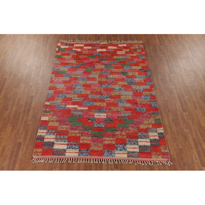 Tapis marocain en laine à carreaux 7 x 10