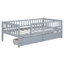 Lit de jour simple avec deux tiroirs en gris - matériau en bois robuste et possibilité de création d'espace-2114059800-2114059803