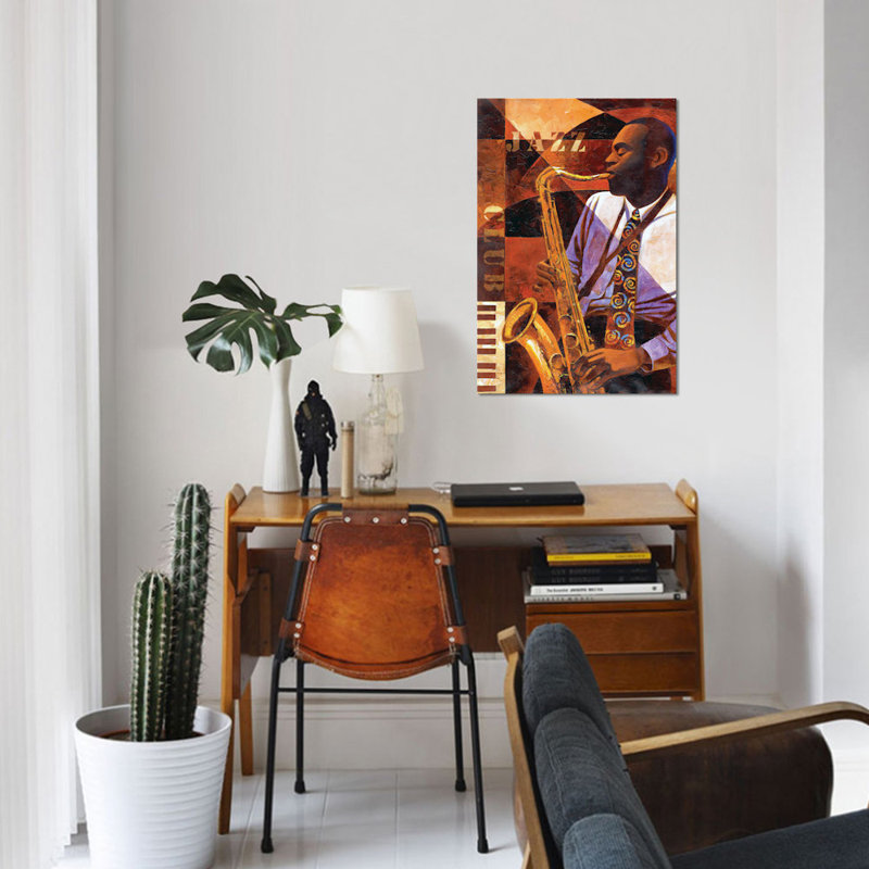 «Jazz Club», reproduction sur toile, H 18 po x l 12 po x P 1,5 po, Toile tendue, Pas de tapis