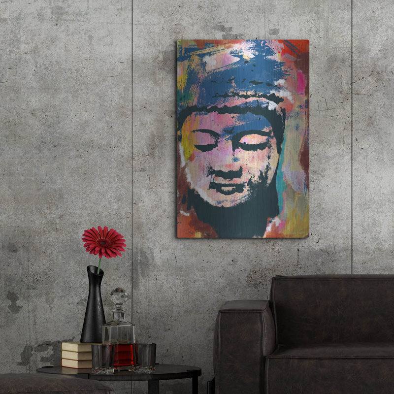 «Painted Buddha» par Linda Woods, H 36 po x l 24 po
